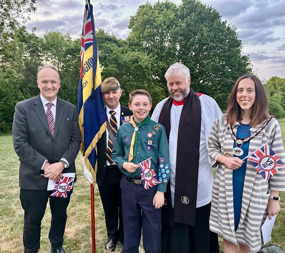 Dignatories attending the Lighton of the Beacon to commemmorate the 80th Anniversary of VE Day