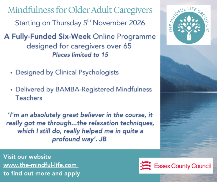 Poster advertising Mindfulness for Older Caregivers course
